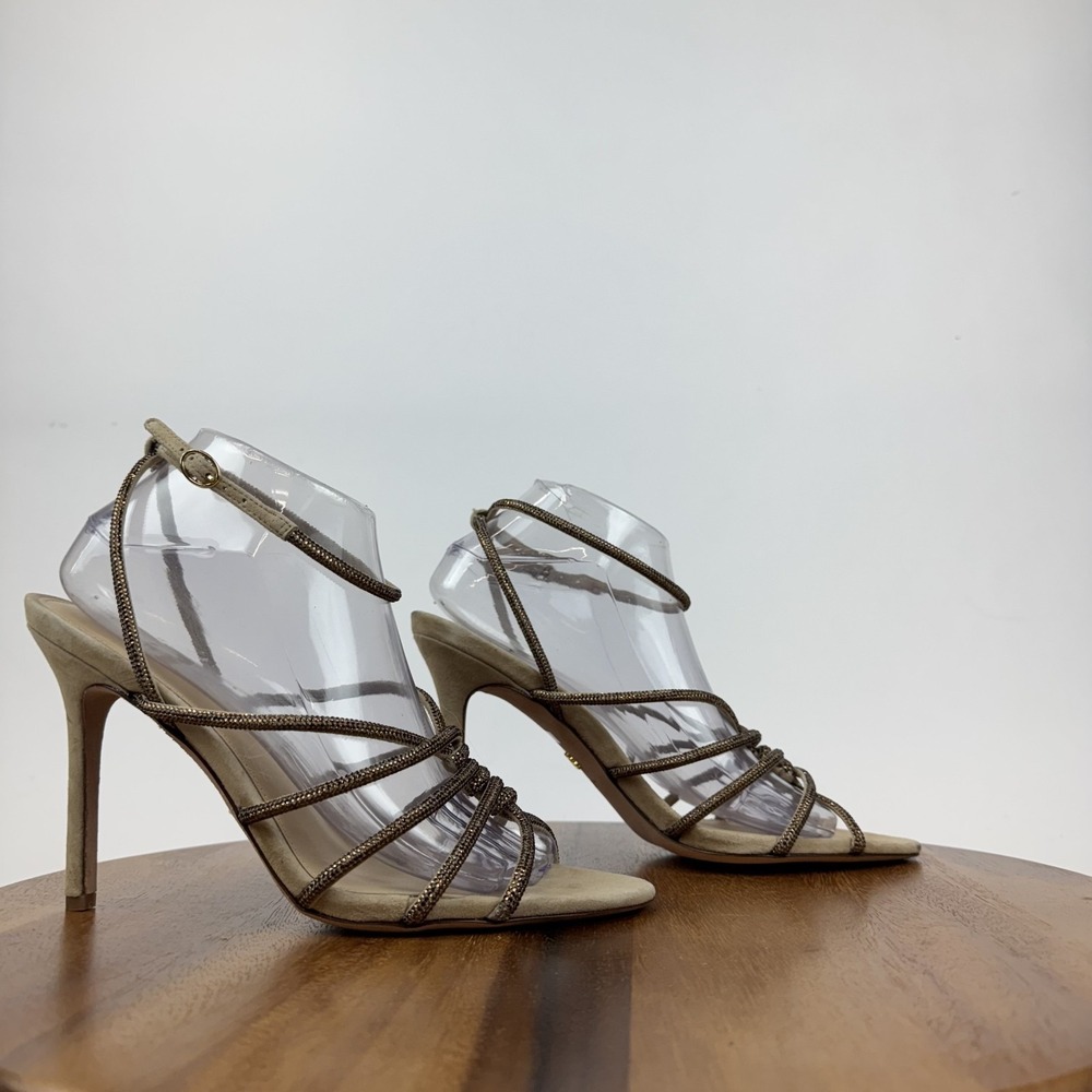 Womens Veronica Beard Aneesha Rhinestone‎ Ankle Strap Stiletto Heels Size 9.5 M